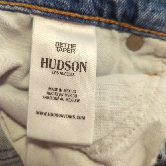 HUDSON Bettie High Rise Taper‎ Jeans In Medium 90s Wash Distressed Hem size 27 - Picture 9 of 12